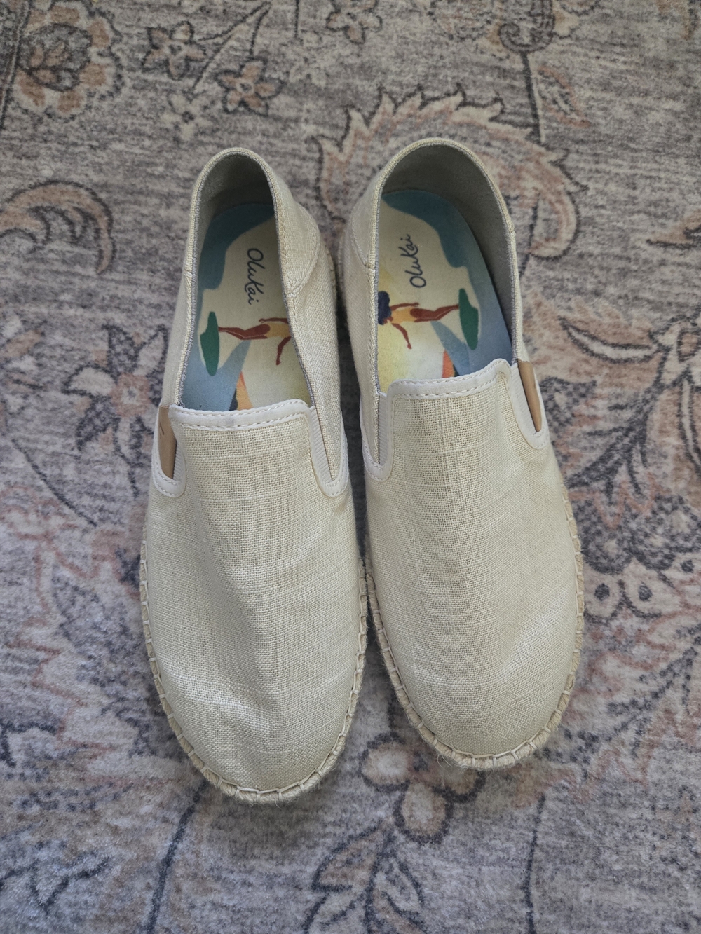 OluKai Men's Slip-On Espadrilles in Natural